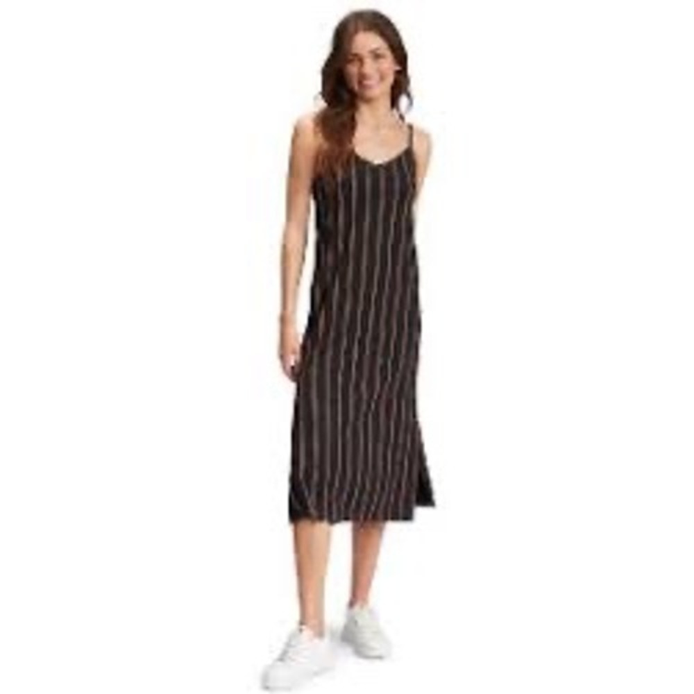 Roxy Black Striped Midi Dress XS/TP Spaghetti Strap Casual Sundress